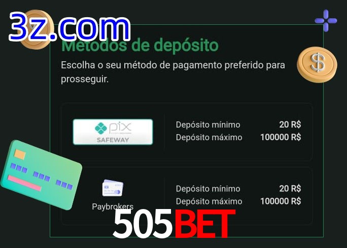 O cassino 505Bet oferece uma grande variedade de métodos de pagamento